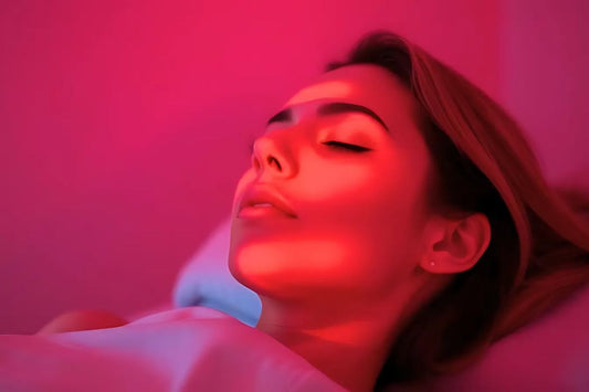 a woman undergoing red light therapy for anti aging benefits